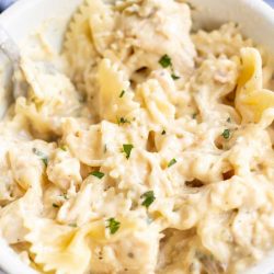 bowl of slow cooker ranch chicken