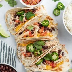 overhead shot of crock pot chicken tacos