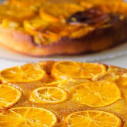 Close up of upside down orange cake