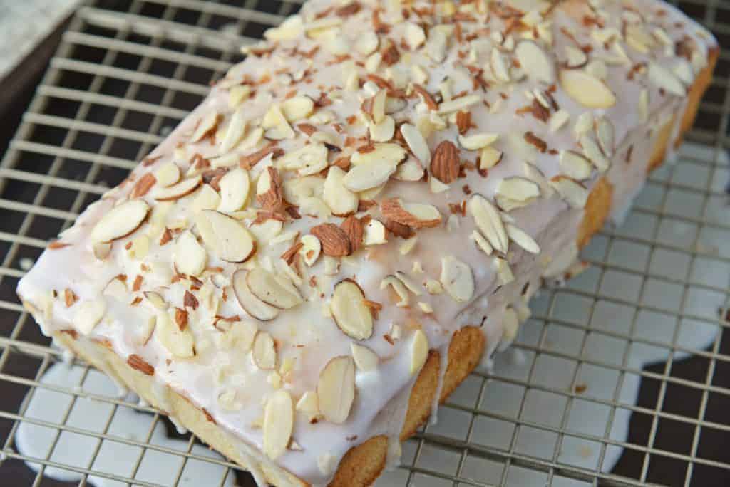 Overhead of moist pound cake 