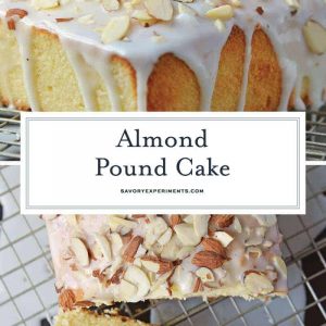 Collage of almond pound cake for Pinterest