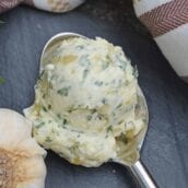 Scoop of Brandy Garlic Butter on a spoon