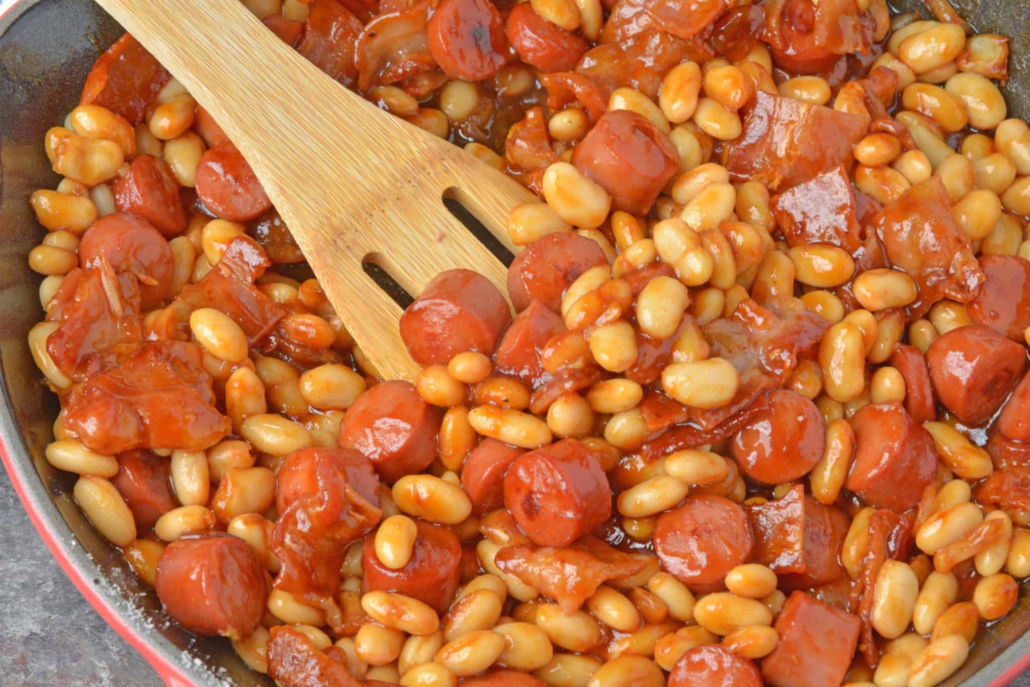 Quick Stovetop Franks & Beans Recipe + VIDEO | Beanie Weenies