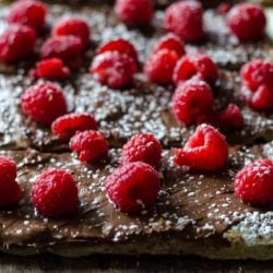 Close up of raspberry nutella pizza