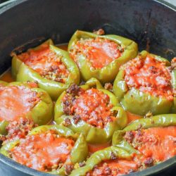 Stuffed peppers in a dutch oven