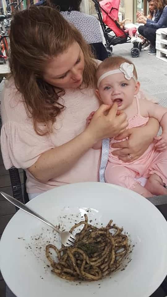 Baby trying truffle butter