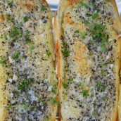 Truffle Butter Garlic Bread on pan