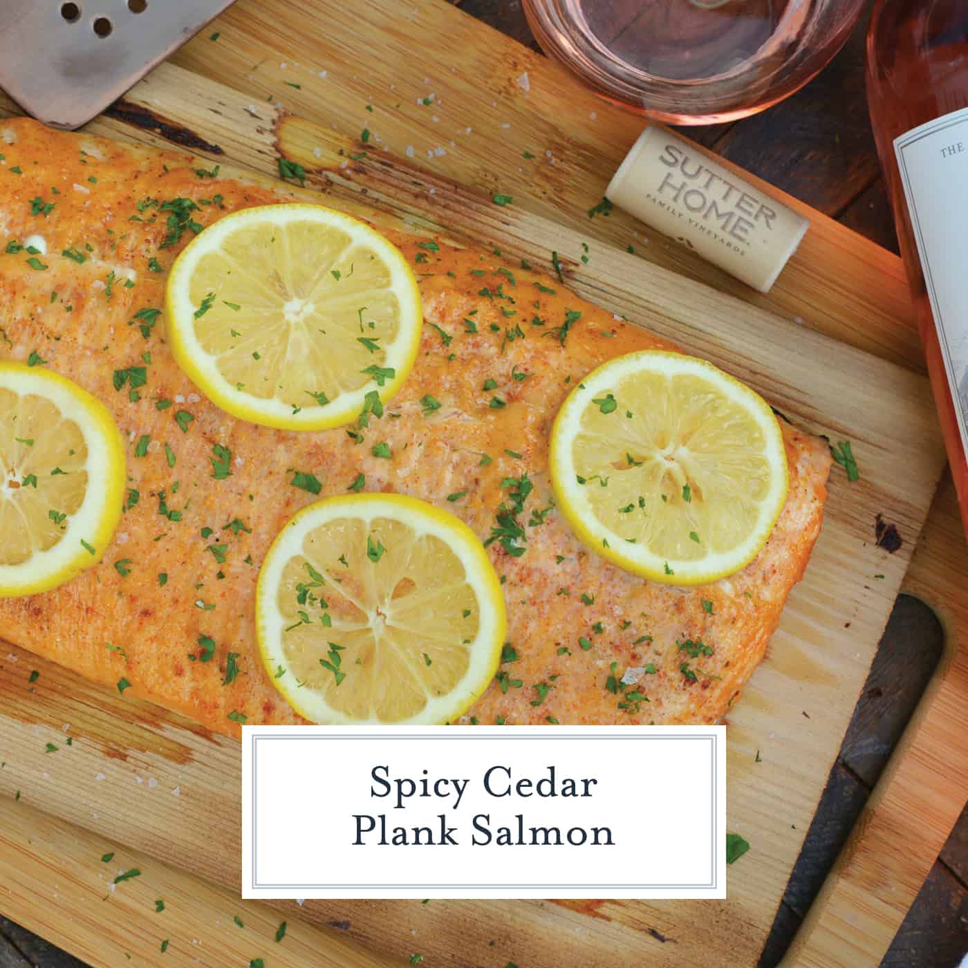 Spicy Cedar Plank Salmon is an easy grilled salmon recipe using a spicy salmon glaze. Perfect for a hot summer night and pairing with a crisp, sweet wine. #cedarplanksalmon #salmononthegrill #spicysalmon www.savoryexperiments.com