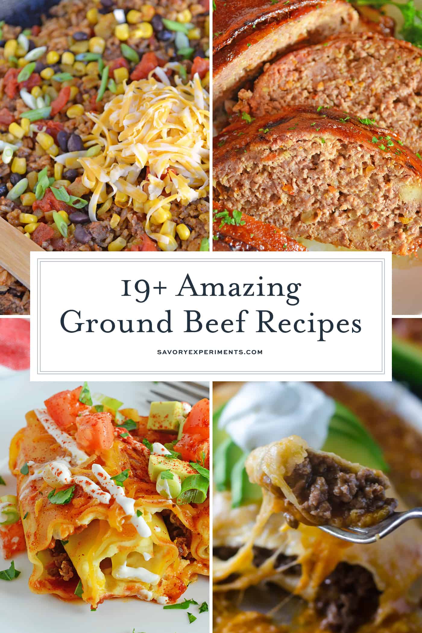 This collection of easy ground beef recipes provides a cheap solution for dinner! From a casserole to pasta and everything in between, these are the best ground beef recipes. #mealswithgroundbeef #recipeswithgroundbeef #easygroundbeefrecipes www.savoryexperiments.com