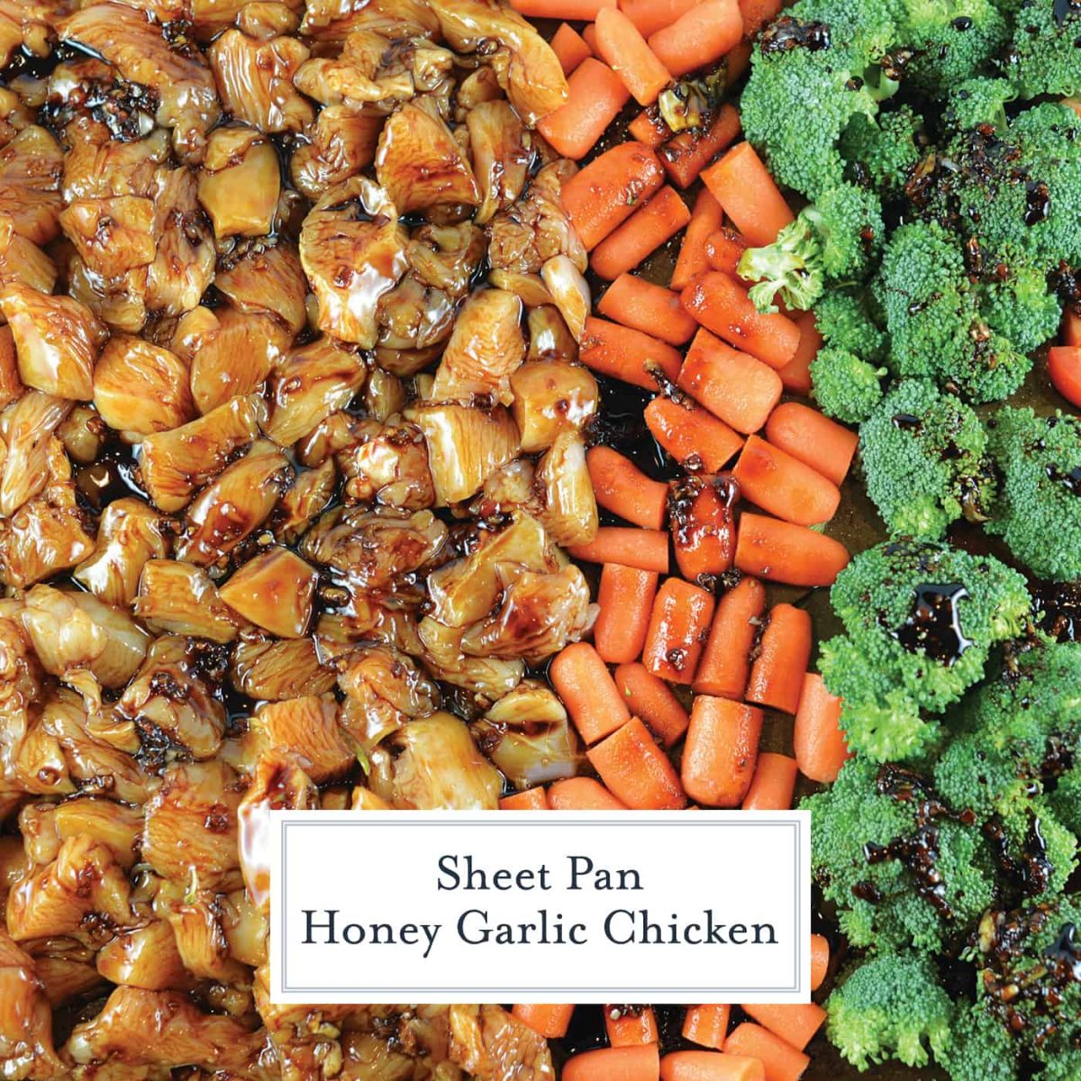 Sheet Pan Honey Garlic Chicken is an easy sheet pan dinner that's packed with flavor. An easy chicken recipe ready in just 30 minutes. #sheetpanmeals #honeygarlicchicken #easychickenrecipe www.savoryexperiments.com