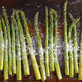 This delicious Asiago Asparagus is a quick and easy roasted asparagus recipe requiring only 4 ingredients and 15 minutes to prepare. #howtomakeasparagus #roastedasparagus www.savoryexperiments.com