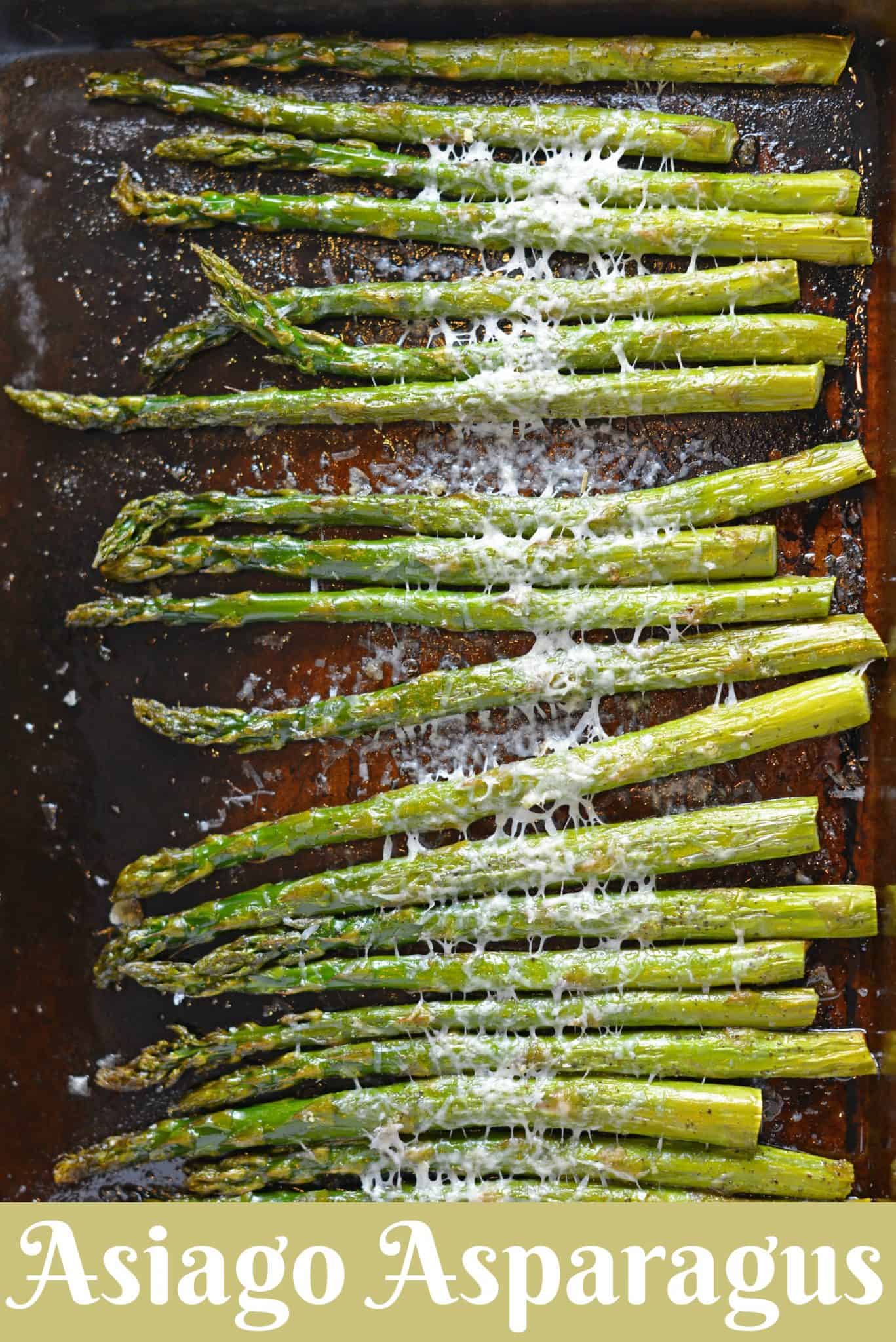 This delicious Asiago Asparagus is a quick and easy roasted asparagus recipe requiring only 4 ingredients and 15 minutes to prepare. #howtomakeasparagus #roastedasparagus www.savoryexperiments.com