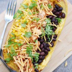 BBQ Chicken Spaghetti Squash with a fork