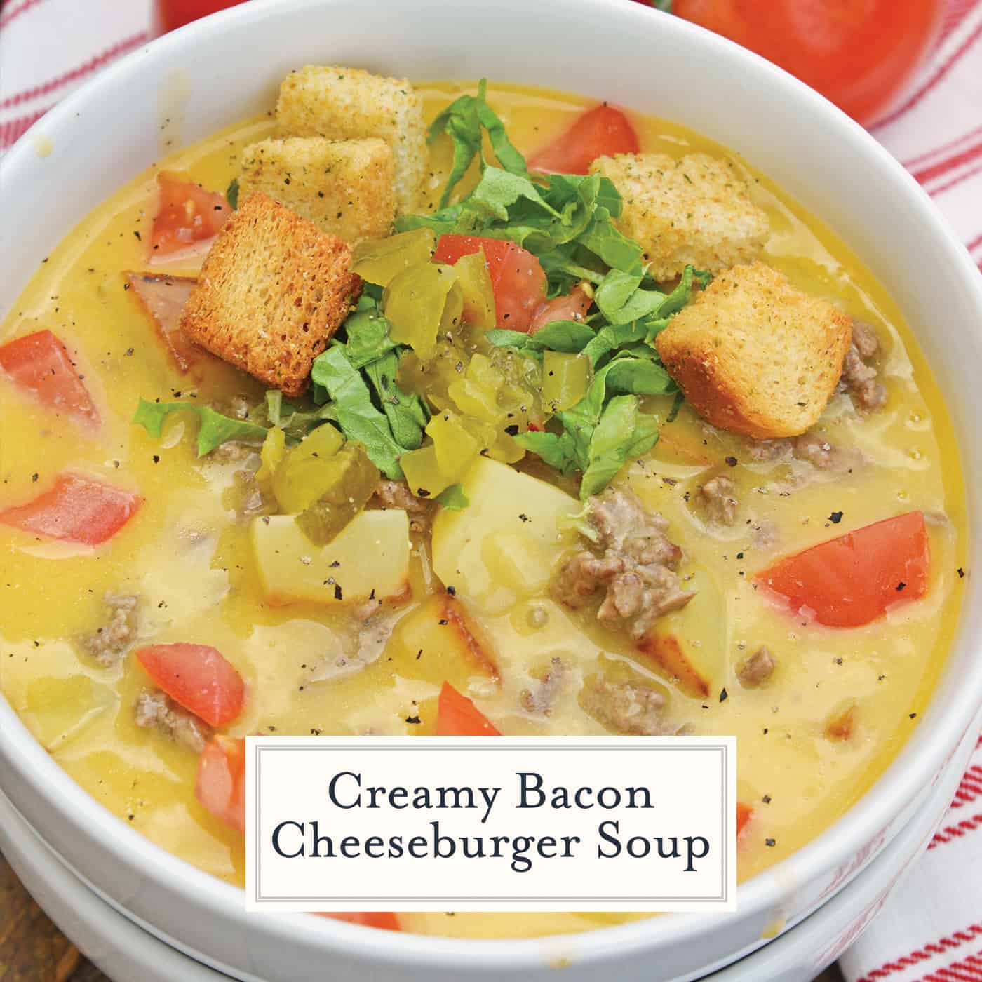 A bowl of hamburger soup 