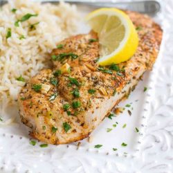 Lemon herb pork chops with rice