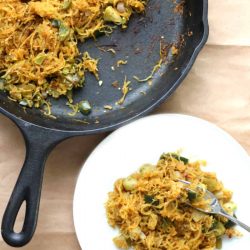 Mexican Spaghetti Squash Hashbrowns in a skillet