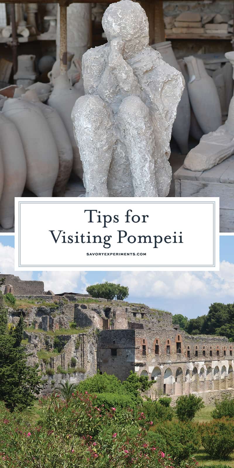 Tips for planning your Visit to Pompeii, the archeological site on the outskirts of Naples at the base of Mount Vesuvius. #pompeii www.savoryexperiments.com