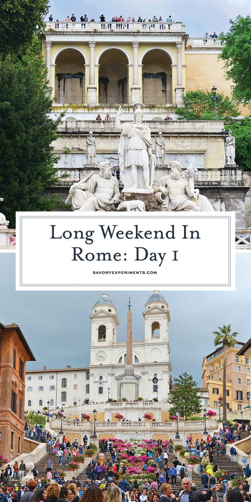 Plan your long weekend in Rome with this easy itinerary that covers all the main attractions in just 2 1/2 days and all by walking! #romeitaly #triptoitaly www.savoryexperiments.com