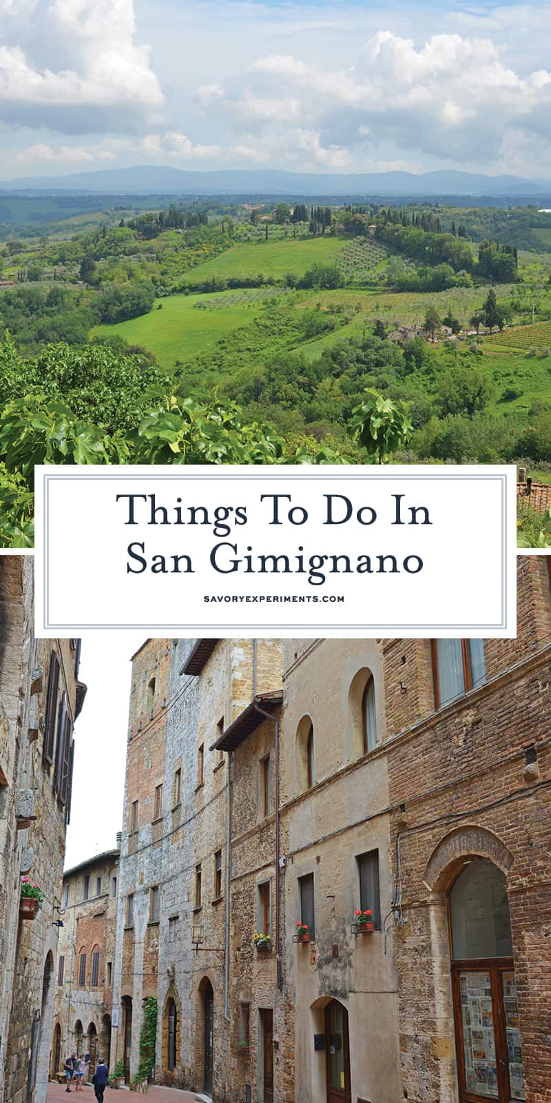 San Gimignano, a medieval town in Tuscany, is perfect for a day trip from Florence or Rome. Intimate with fabulous food, views and gelato, it is the quintessential Italian village. #SanGimignano #tuscany www.savoryexperiments.com 