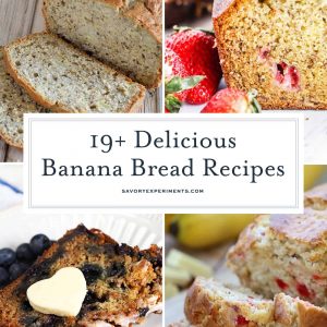 Looking for the perfect recipe to make banana bread? From classic banana bread recipes to unique banana bread ingredients like chocolate chips, this list has it all! So many easy, moist banana bread recipes! #howtomakebananabread #bananaloafrecipe #bananabreadrecipe www.savoryexperiments.com