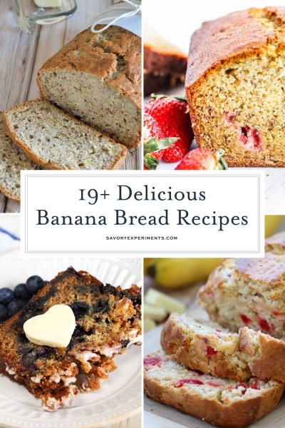 Looking for the perfect recipe to make banana bread? From classic banana bread recipes to unique banana bread ingredients like chocolate chips, this list has it all! So many easy, moist banana bread recipes! #howtomakebananabread #bananaloafrecipe #bananabreadrecipe www.savoryexperiments.com