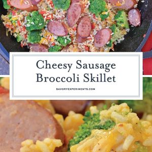 cheesy sausage broccoli skillet for pinterest