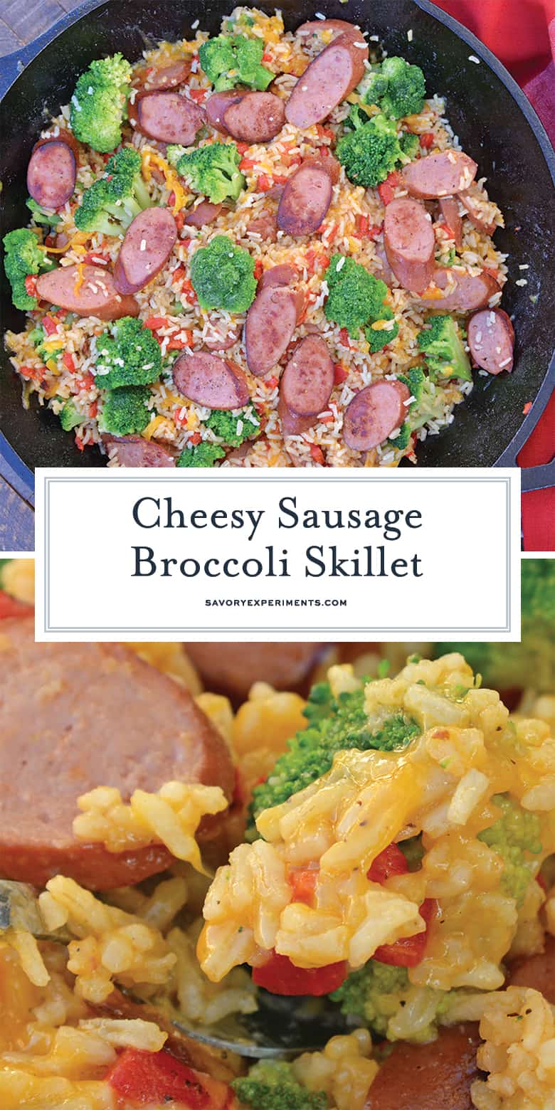 cheesy sausage broccoli skillet for pinterest