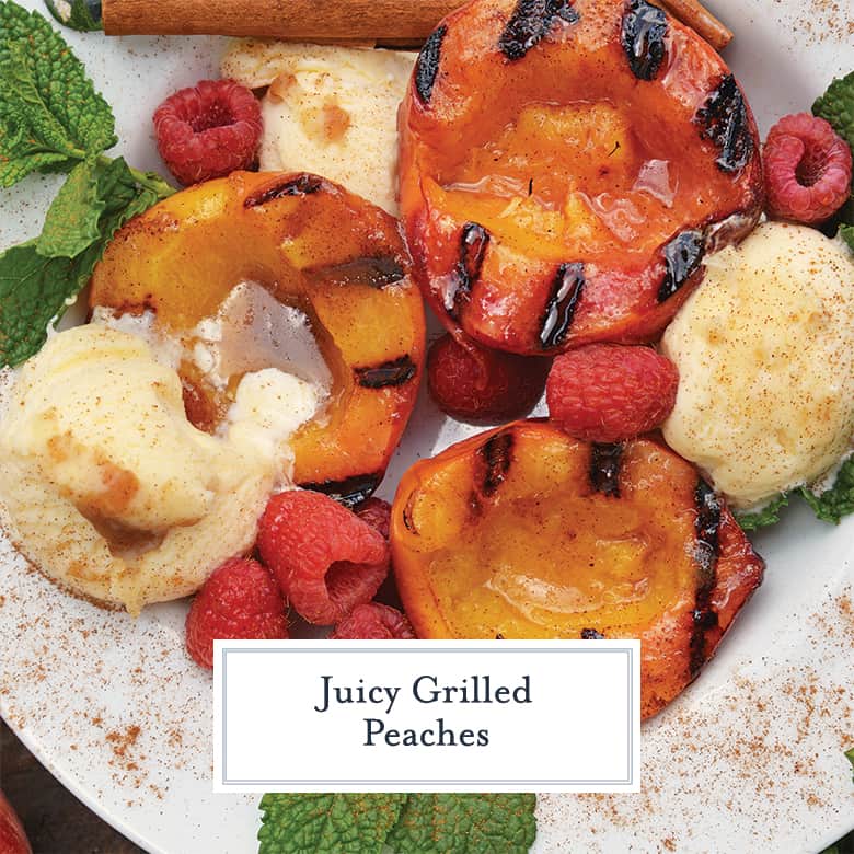 Close up of juicy grilled peaches