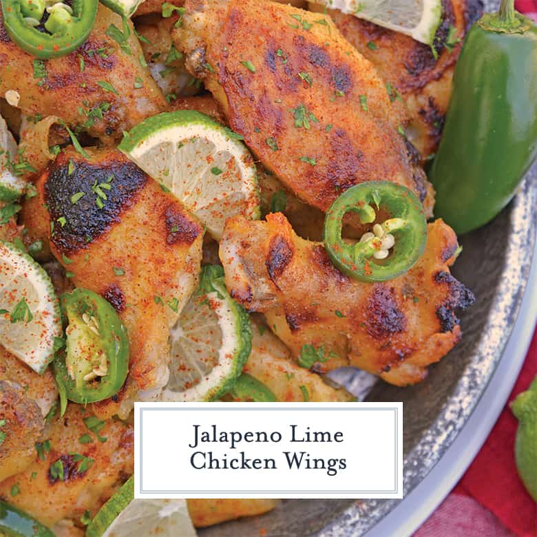 jalapeno lime chicken wings on a serving platter 