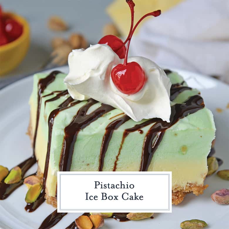 Side image of pistachio ice box cake