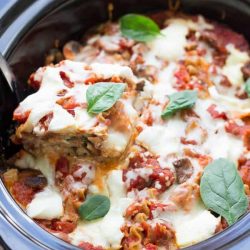 Vegetarian lasagna in a slow cooker