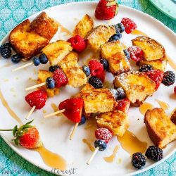 Lemon pound cake french toast skewers