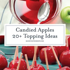 The classic candied apple is a beautifully colorful, glassy red apple. A lollipop candy coating with lush and slightly sour crunchy apple inside. #candiedapples www.savoryexperiments.com