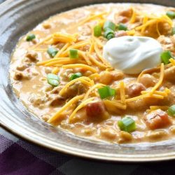 Pumpkin chili in a gray bowl