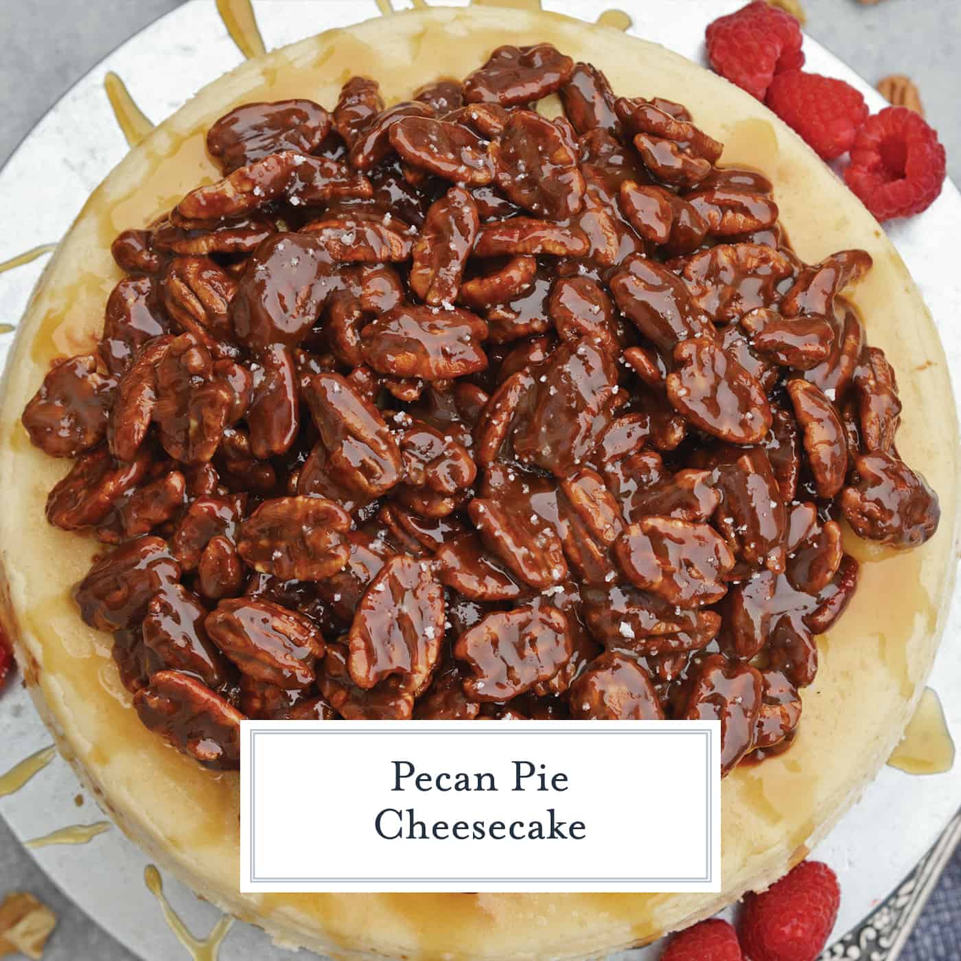 Pecan Pie Cheesecake is the perfect combination of two classic desserts - chocolate pecan pie and cheesecake. You'll want this on your holiday dessert menu! #chocolatepecanpie #pecanpiecheesecake #bestcheesecakerecipe www.savoryexperiments.com