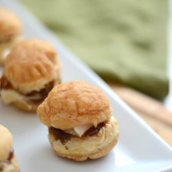 Apple brie puff pastry on a tray