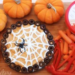 Snacks for Halloween with hummus and veggies