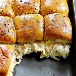 Turkey swiss sliders in a pan