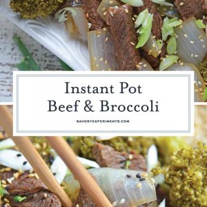 Instant Pot Beef and Broccoli is a quick, easy and healthy alternative to your favorite Chinese takeout dish. Ready in just 30 minutes! #beefandbroccoli #instantpotrecipes www.savoryexperiments.com