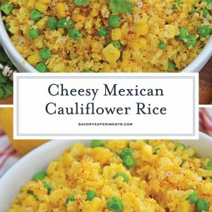 This Mexican Cauliflower Rice recipe is a deliciously easy and cheesy cauliflower rice made with simple ingredients and lots of flavor. #cheesycauliflowerrice #cauliflowerricerecipe #mexicancauliflowerrice www.savoryexperiments.com