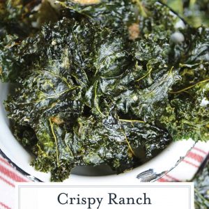 Ranch Kale Chips are a quick and easy 3 ingredient kale chips recipe that offer a tasty and healthy alternative to other chips and snacks. #ranchkalechips #kalechipsrecipe www.savoryexperiments.com