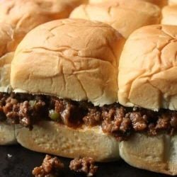 Close up of Pull apart sloppy joe sliders