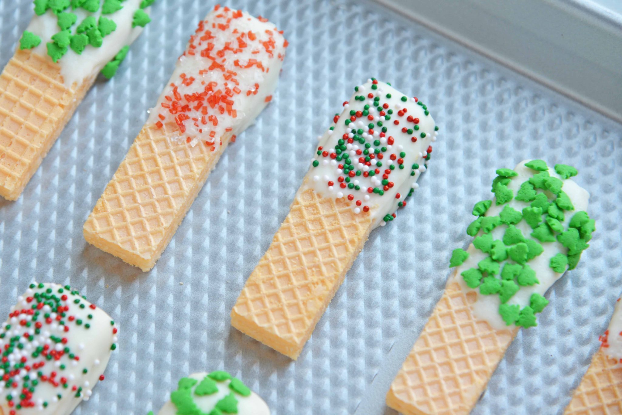 Chocolate Covered Sugar Wafers No Bake Christmas Cookies