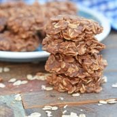 Stack of four classic no bake cookies