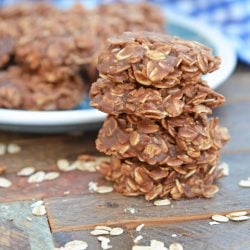 Stack of four classic no bake cookies