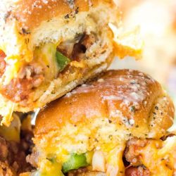 Supreme pizza slider sandwich recipes in a stack