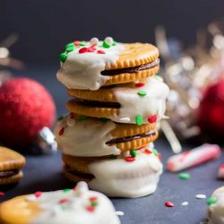 Nutella stuffed sandwich no bake cookies stacked