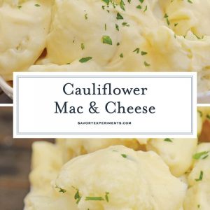 Cauliflower Mac and Cheese is an easy-to-make low carb mac and cheese that follows keto guidelines. A kid-friendly cauliflower side dish! #cauliflowermacandcheese #ketomacandcheese #lowcarbsidedishes www.savoryexperiments.com