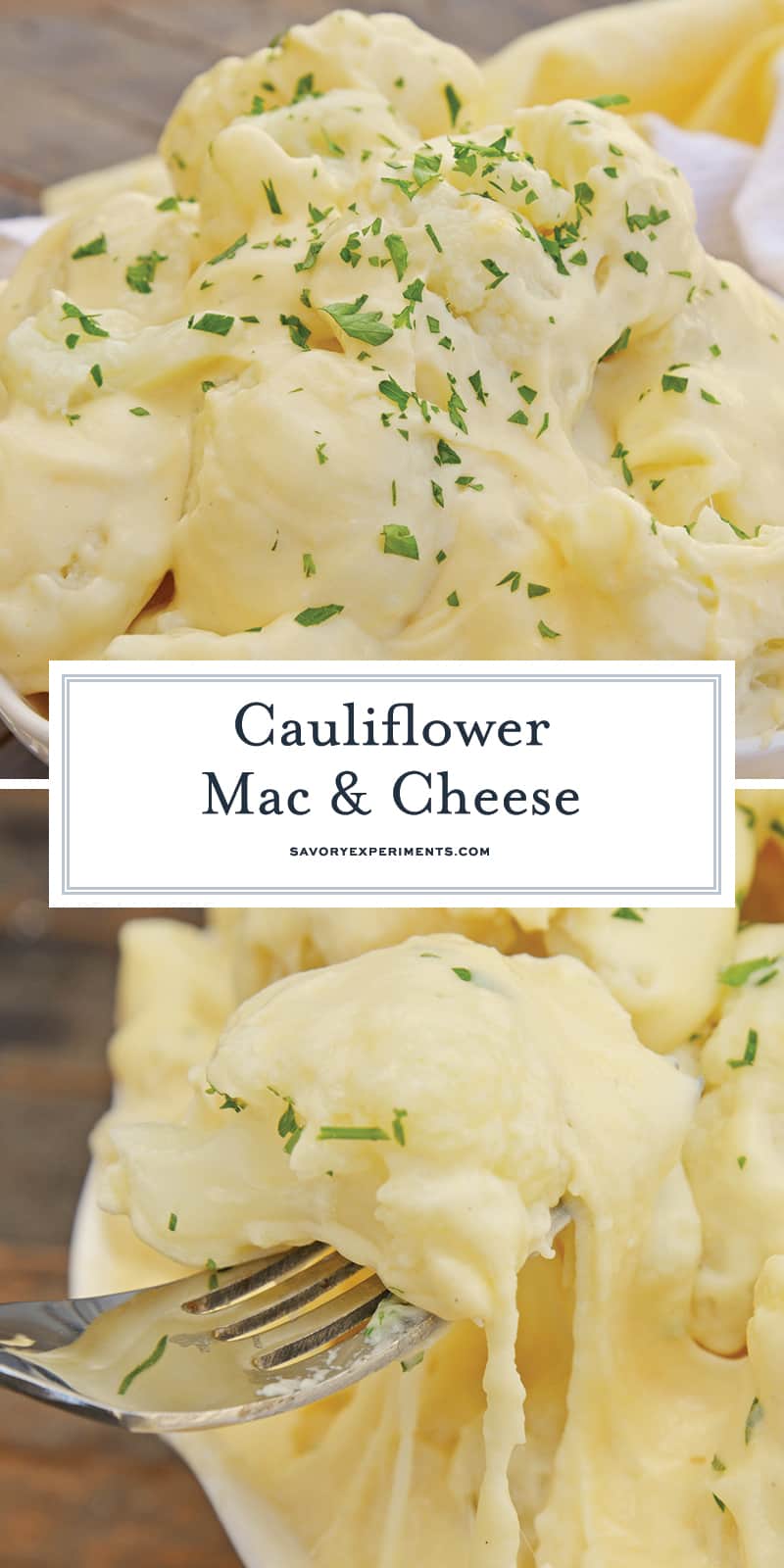 Cauliflower Mac and Cheese is an easy-to-make low carb mac and cheese that follows keto guidelines. A kid-friendly cauliflower side dish! #cauliflowermacandcheese #ketomacandcheese #lowcarbsidedishes www.savoryexperiments.com