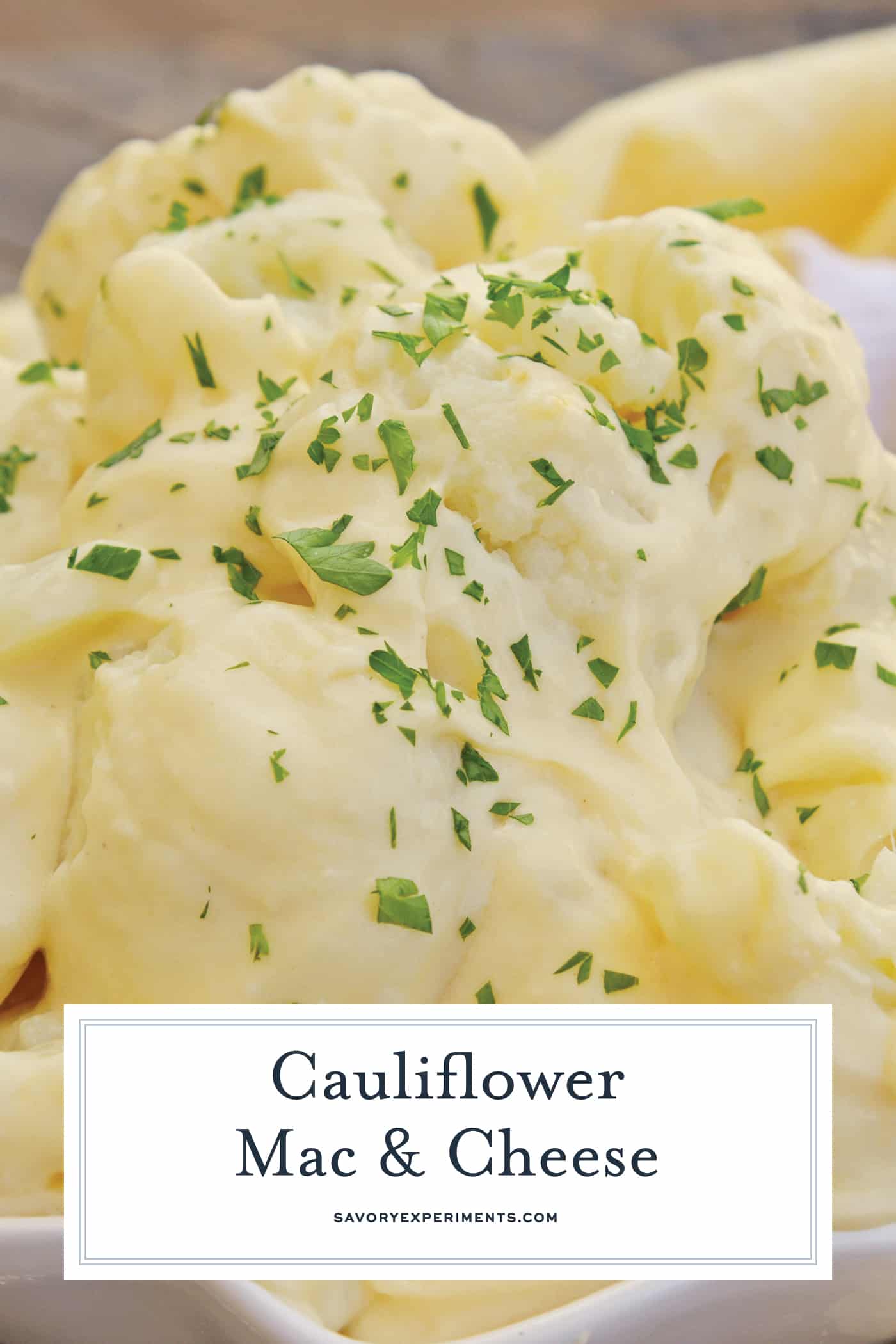 Cauliflower Mac and Cheese is an easy-to-make low carb mac and cheese that follows keto guidelines. A kid-friendly cauliflower side dish! #cauliflowermacandcheese #ketomacandcheese #lowcarbsidedishes www.savoryexperiments.com